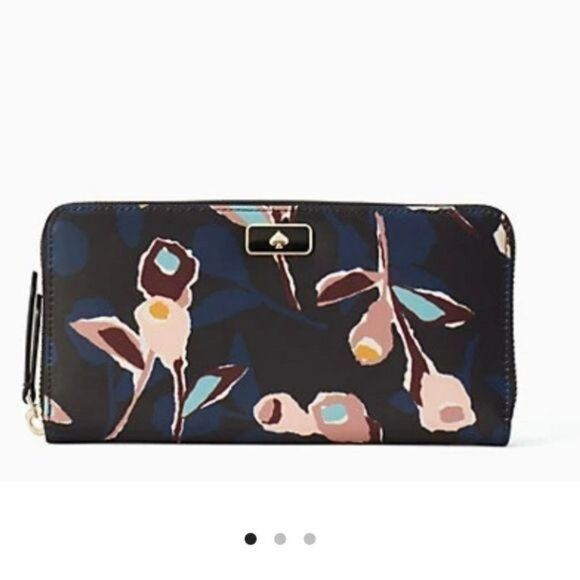 Kate Spade Large Dawn Paper Rose Floral Print Continental Zip Around Wallet - Picture 1 of 13